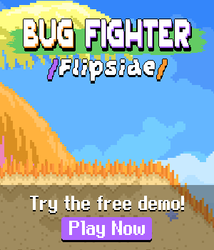 A monster chases a snowy bug out of frame to the left, then the snowy bug comes back with friends and chases the monster back out of frame to the right.